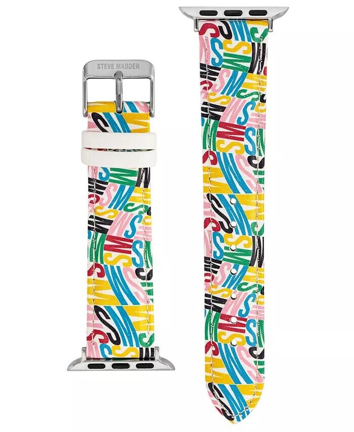 Женский белый ремешок из искусственной кожи с разноцветным логотипом SM, совместимый с Apple Watch диаметром 38/40/41 мм Steve Madden, мультиколор
Женский белый ремешок из искусственной кожи с разноцветным логотипом SM, совместимый с Apple Watch диаметром 38/40/41 мм Steve Madden, мультиколор