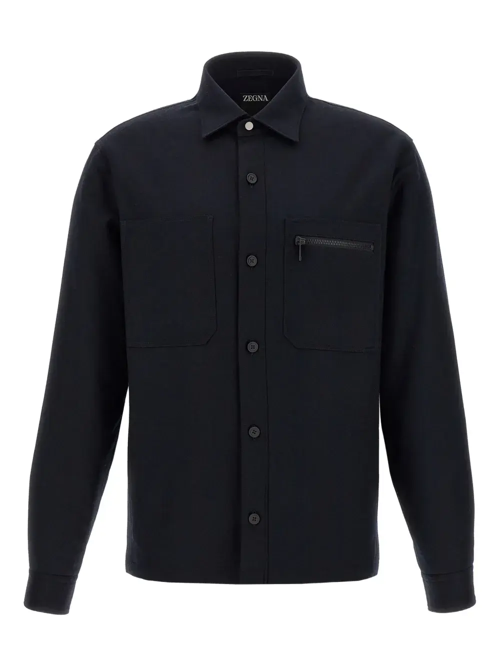 Шерстяная рубашка с карманом на молнии Zegna, синий
Шерстяная рубашка с карманом на молнии Zegna, синий