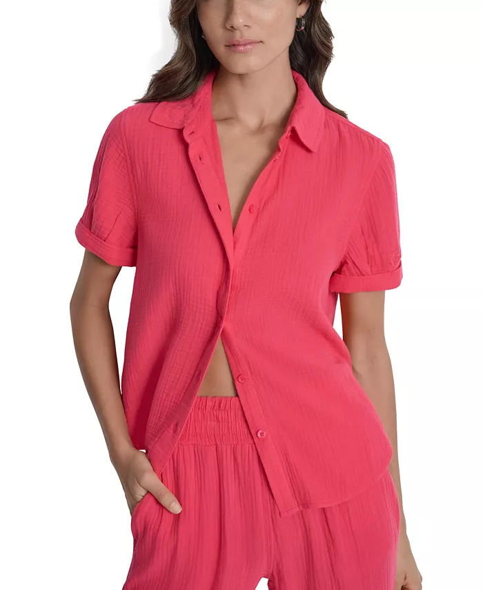 Укороченная рубашка с короткими рукавами и манжетами Petite DKNY Jeans, розовый
Укороченная рубашка с короткими рукавами и манжетами Petite DKNY Jeans, розовый