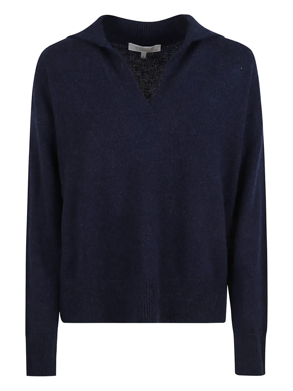 Вязаный шерстяной свитер с воротником-поло Antonelli, синий
Вязаный шерстяной свитер с воротником-поло Antonelli, синий