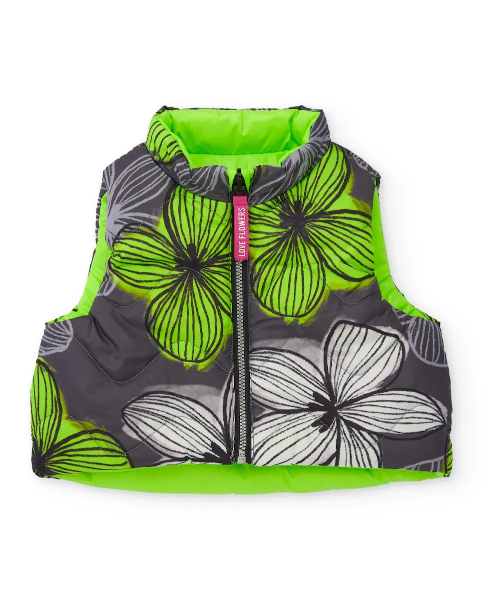 Двухсторонний детский жилет неонового зеленого цвета с цветочным принтом, коллекция Love Flowers Tuc tuc, серый
Двухсторонний детский жилет неонового зеленого цвета с цветочным принтом, коллекция Love Flowers Tuc tuc, серый