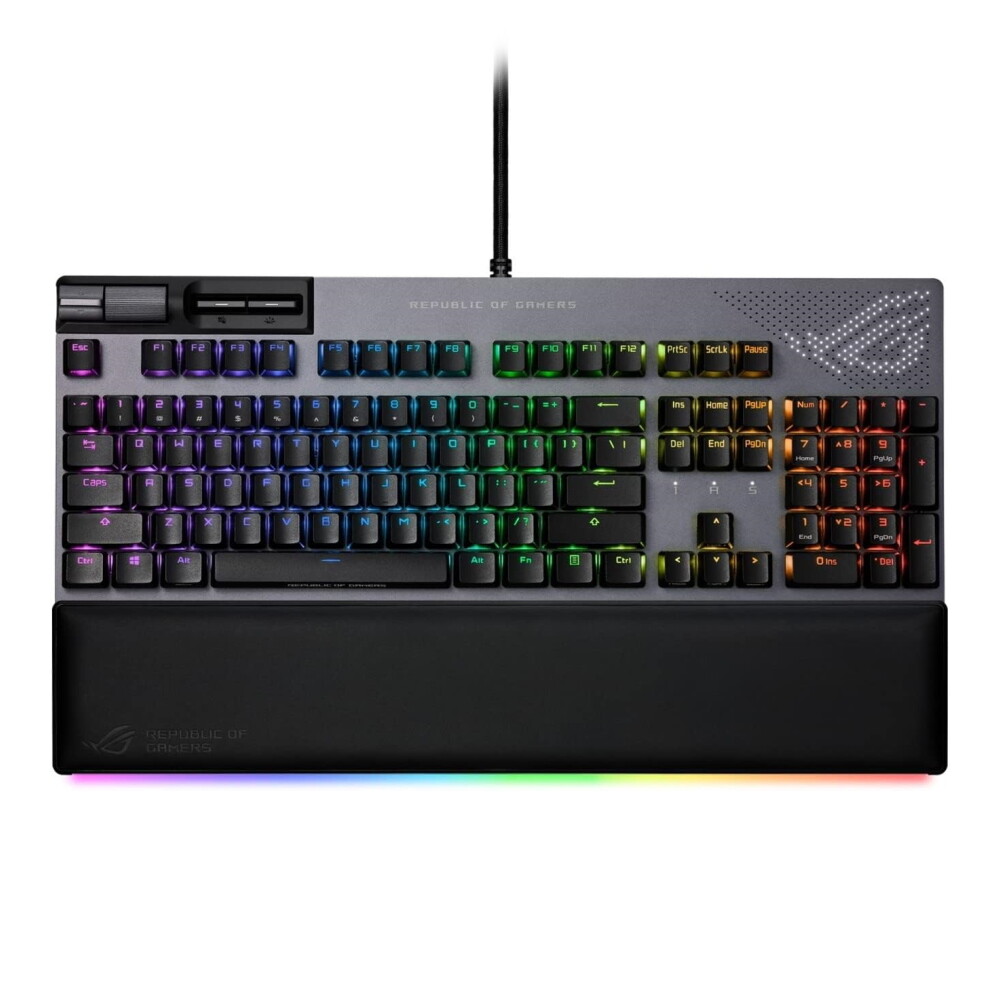 Клавиатура игровая Asus ROG Strix Flare II Animate, NX Blue, PBT, английская раскладка, черный
Клавиатура игровая Asus ROG Strix Flare II Animate, NX Blue, PBT, английская раскладка, черный