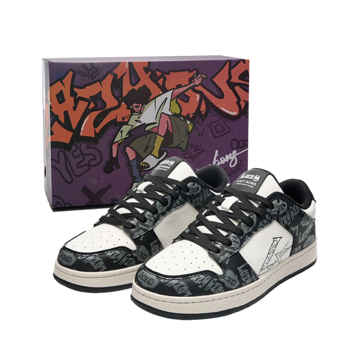 LAZY BONS Низкие скейтбордские кроссовки унисекс черно-белые, цвет Black White
LAZY BONS Низкие скейтбордские кроссовки унисекс черно-белые, цвет Black White