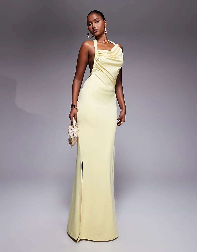 Платье макси Aria Cove, двухслойное, облегающее, асимметричное, с вырезом халтер и низкой завязкой на спине, желтого цвета
Платье макси Aria Cove, двухслойное, облегающее, асимметричное, с вырезом халтер и низкой завязкой на спине, желтого цвета
