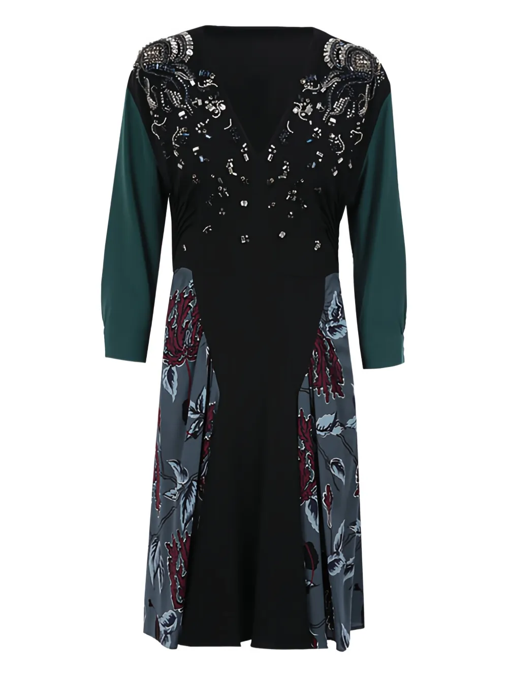 Платье с цветочным принтом, украшенное кристаллами Prada, черный
Платье с цветочным принтом, украшенное кристаллами Prada, черный