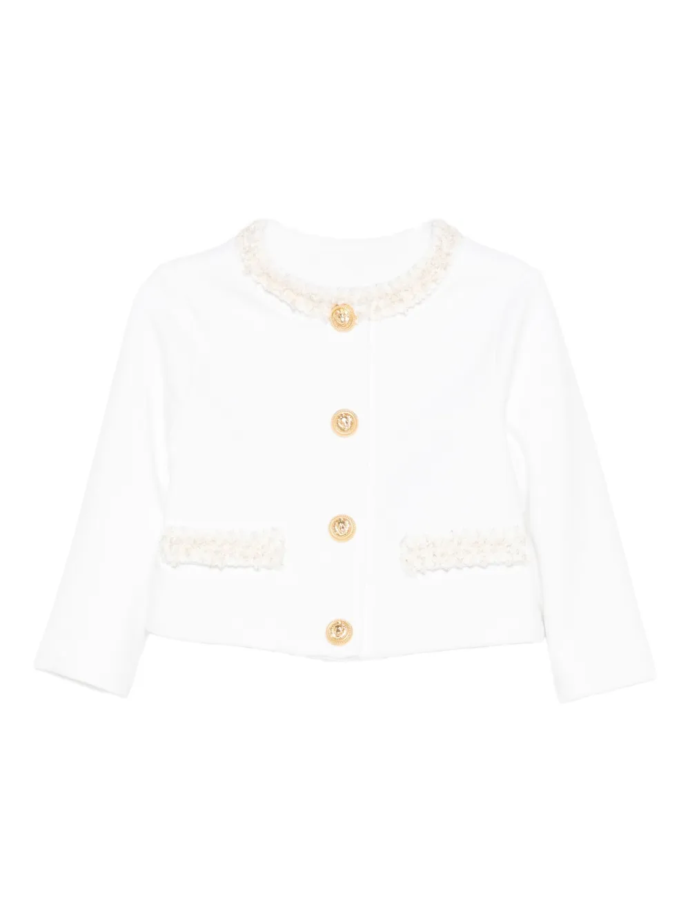 Жакет с отделкой и пуговицами Balmain Kids, белый
Жакет с отделкой и пуговицами Balmain Kids, белый