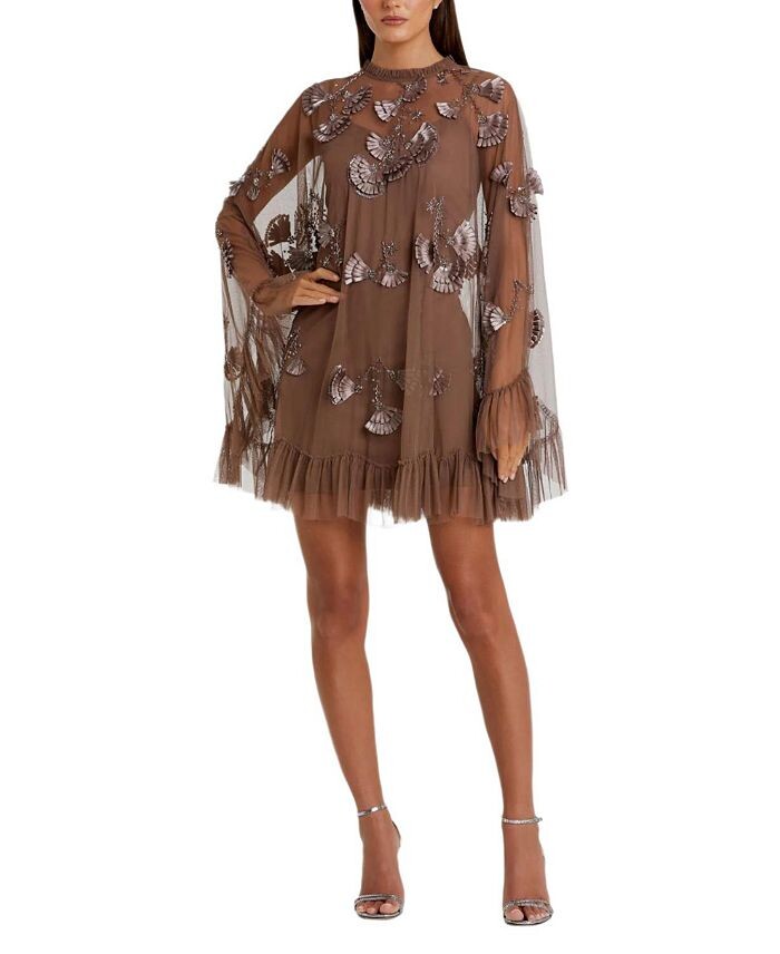 Платье трапециевидной формы из сетчатой ткани с длинными расклешенными рукавами Mac Duggal и украшением, коричневый
Платье трапециевидной формы из сетчатой ткани с длинными расклешенными рукавами Mac Duggal и украшением, коричневый