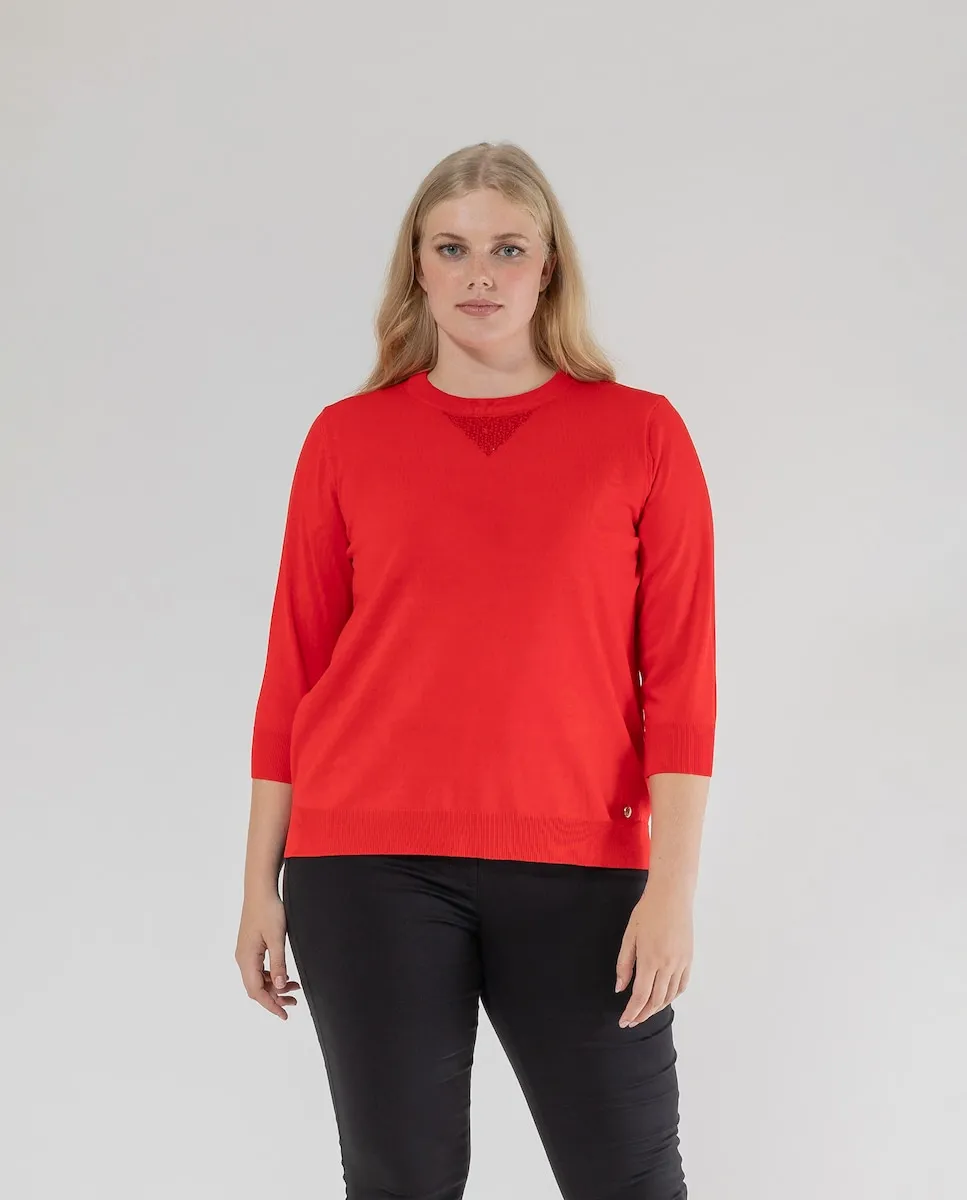 Женский свитер с круглым вырезом и французскими рукавами October, красный
Женский свитер с круглым вырезом и французскими рукавами October, красный