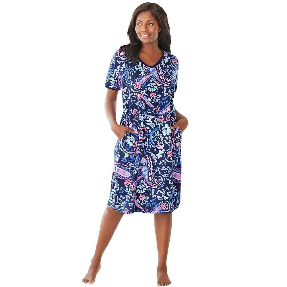 Женская короткая футболка-лежак Dreams & Co. больших размеров, цвет Navy Paisley
Женская короткая футболка-лежак Dreams & Co. больших размеров, цвет Navy Paisley