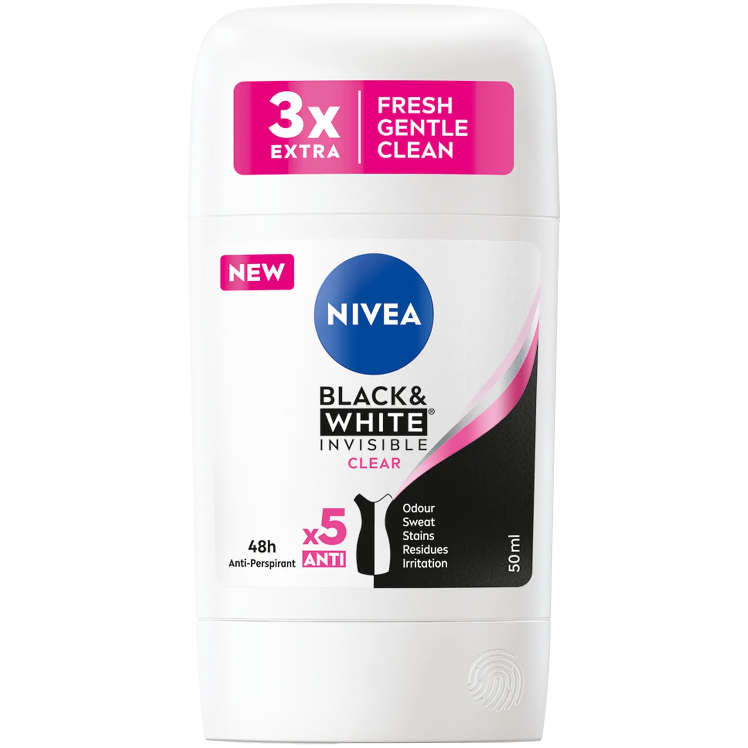 Nivea Black&White Clear стик-антиперспирант для женщин, 50 мл
Nivea Black&White Clear стик-антиперспирант для женщин, 50 мл