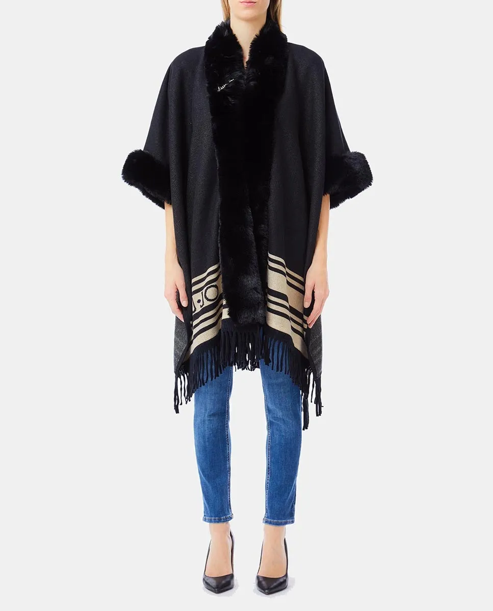 Пончо с отделкой из меха на воротнике и рукавах LIUJO, черный
Пончо с отделкой из меха на воротнике и рукавах LIUJO, черный