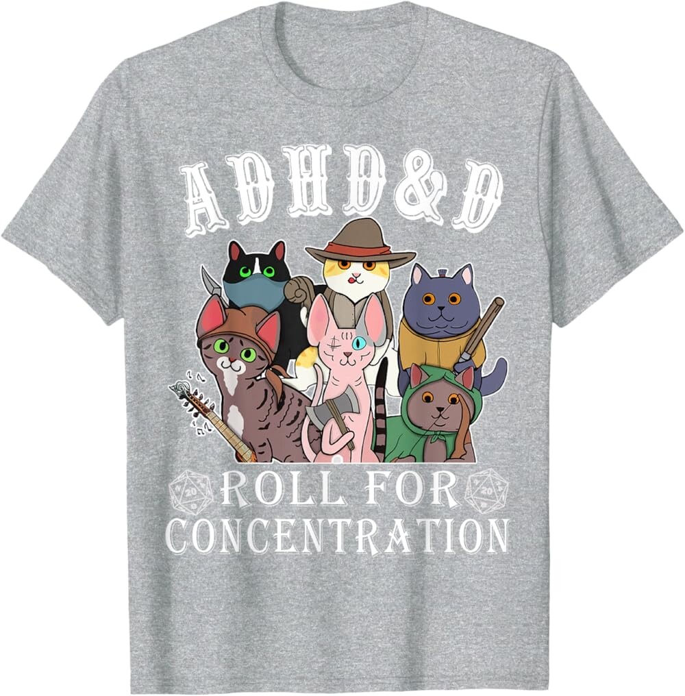 Мужская футболка Funny Tees Gamer RPG Apparel Cats RPG Gamer Roll For Concentration D20 Dice Nerdy, серый
Мужская футболка Funny Tees Gamer RPG Apparel Cats RPG Gamer Roll For Concentration D20 Dice Nerdy, серый