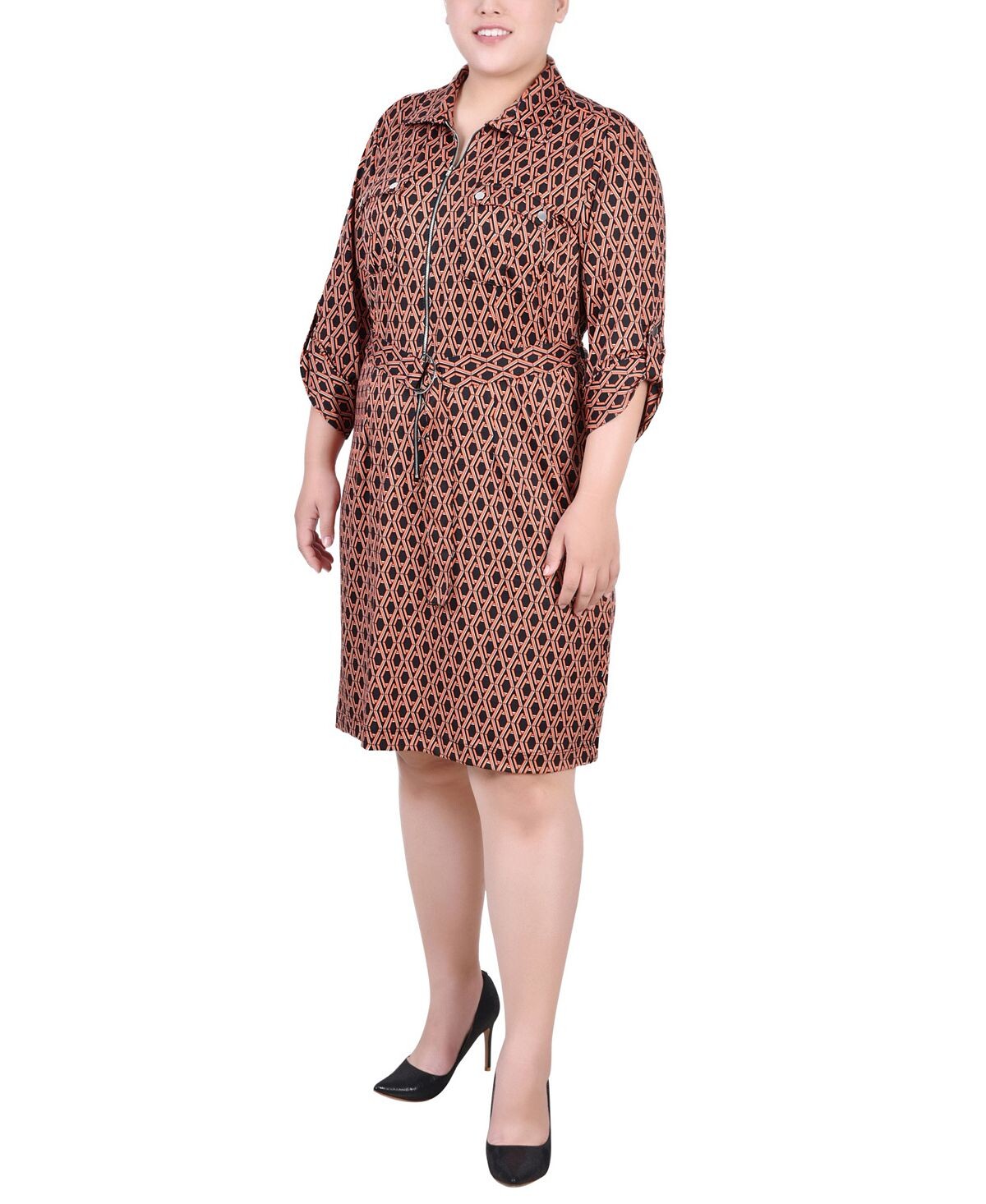 Плюс размер платье-рубашка с поясом и молнией спереди NY Collection, мульти
Плюс размер платье-рубашка с поясом и молнией спереди NY Collection, мульти