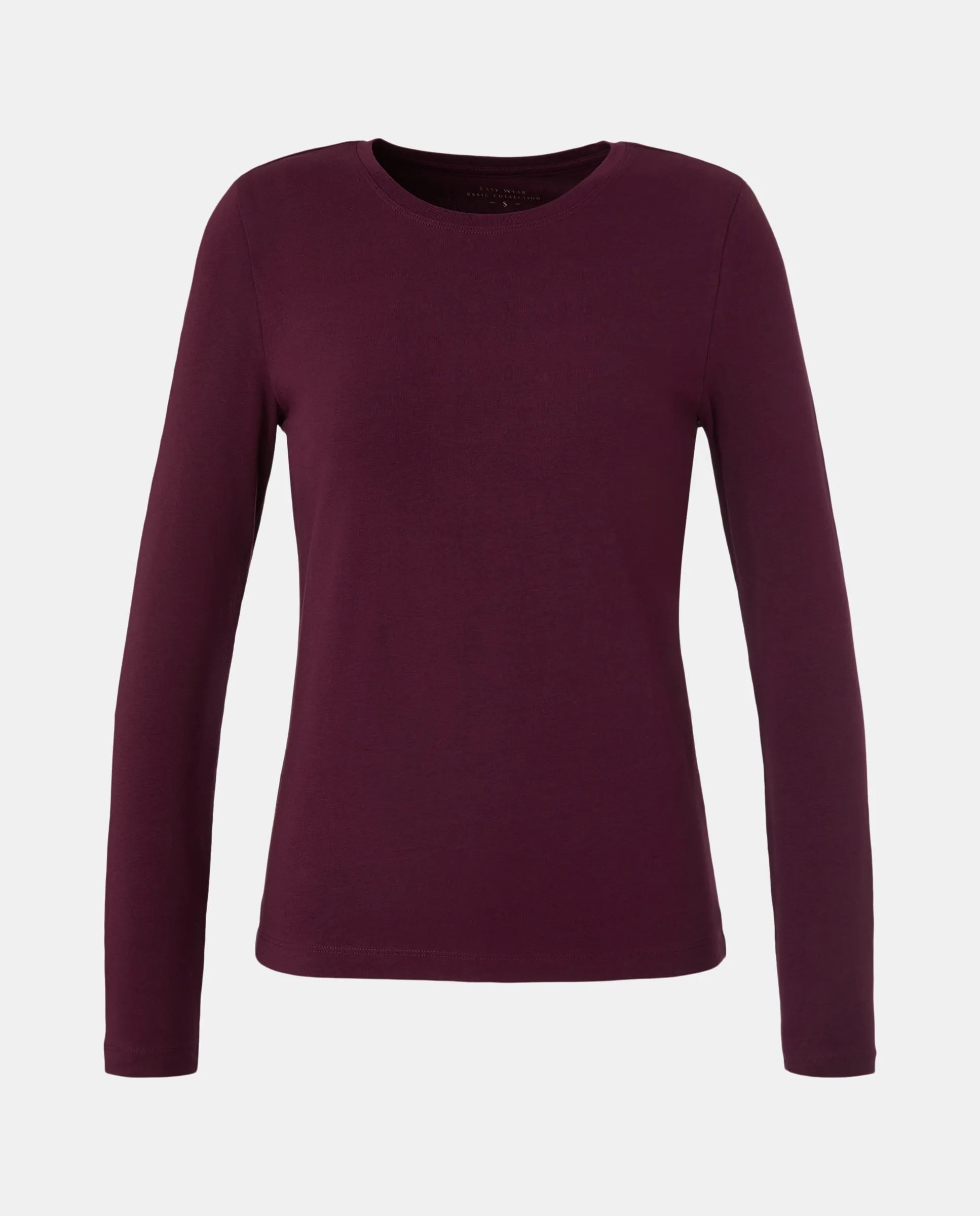 Женская футболка с длинным рукавом и круглым вырезом Easy Wear, винный 
Женская футболка с длинным рукавом и круглым вырезом Easy Wear, винный