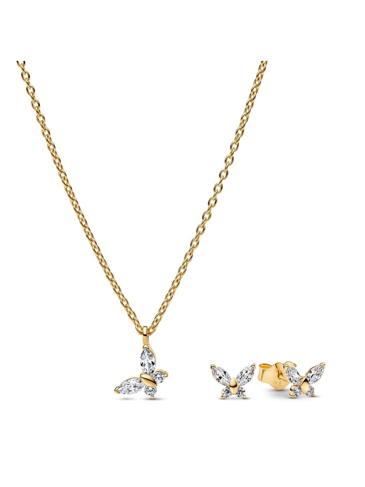 Pandora Женский ювелирный набор: колье и серьги, дизайн в виде бабочки, золотистого цвета
Pandora Женский ювелирный набор: колье и серьги, дизайн в виде бабочки, золотистого цвета