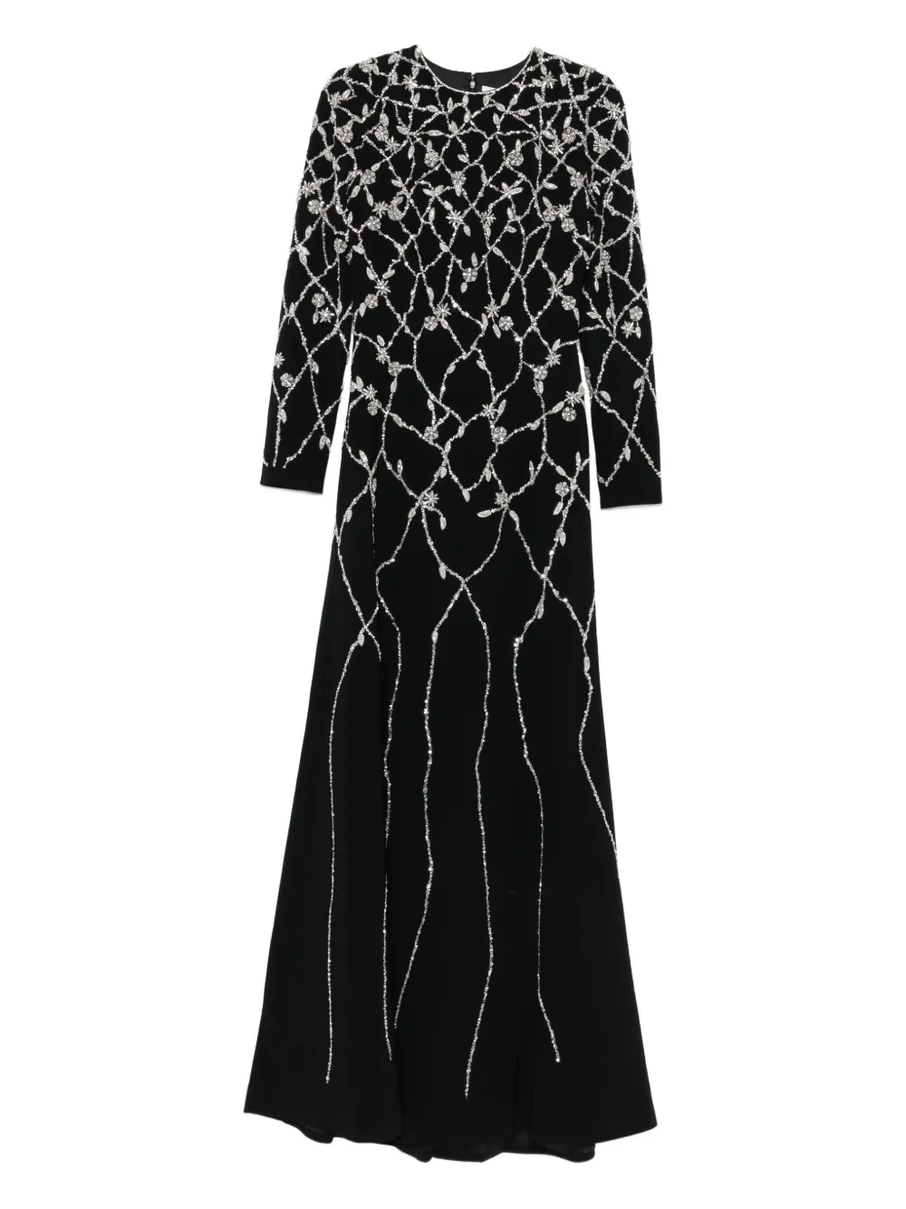 Декорированное платье макси Dina Melwani, черный 
Декорированное платье макси Dina Melwani, черный