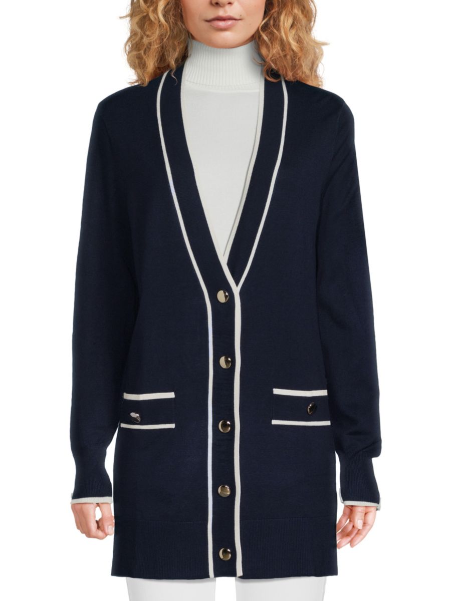 Кардиган с V-образным вырезом Joseph A, цвет Navy White
Кардиган с V-образным вырезом Joseph A, цвет Navy White