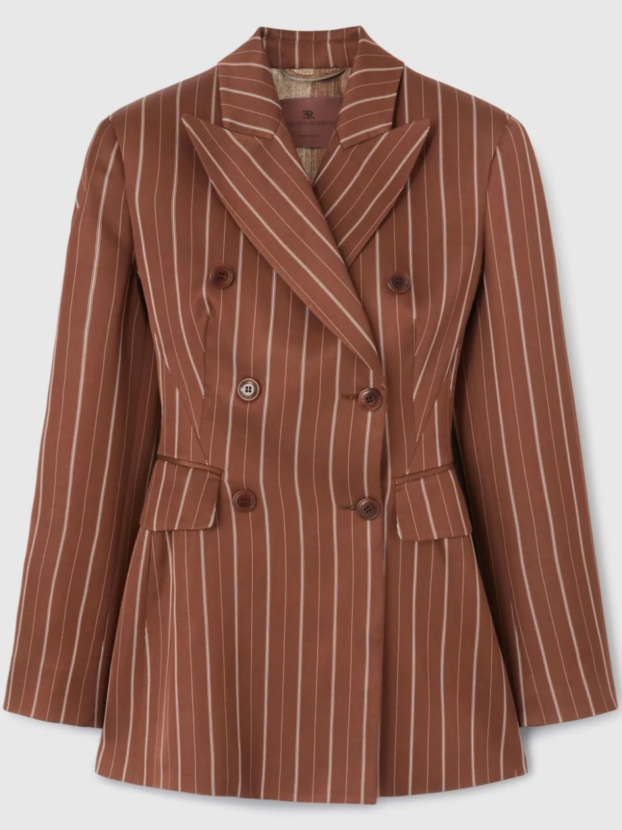 Двубортный пиджак Ermanno Scervino в тонкую полоску, коричневый
Двубортный пиджак Ermanno Scervino в тонкую полоску, коричневый