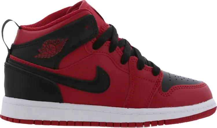 Кроссовки Air Jordan 1 Mid PS Reverse Bred, красный, Красный;коричневый, Кроссовки Air Jordan 1 Mid PS Reverse Bred, красный 
Кроссовки Air Jordan 1 Mid PS Reverse Bred, красный, Красный;коричневый, Кроссовки Air Jordan 1 Mid PS Reverse Bred, красный