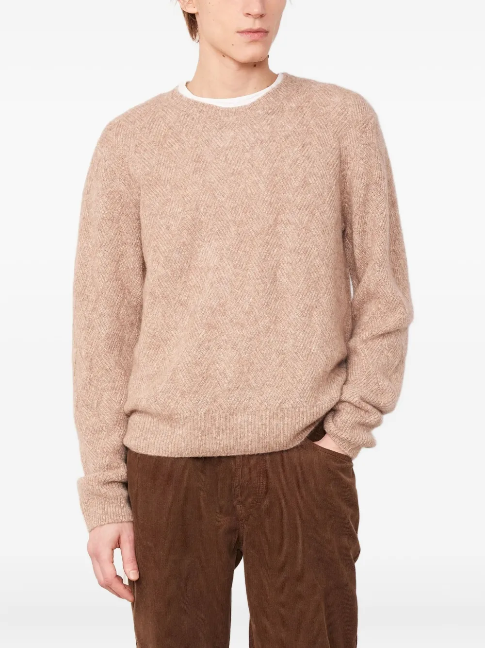 Джемпер с длинными рукавами и елочным узором Officine Generale, нейтральный
Джемпер с длинными рукавами и елочным узором Officine Generale, нейтральный