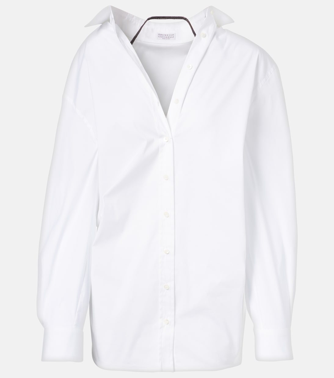 Хлопковая рубашка с добавлением синтетики Monili Brunello Cucinelli, белый
Хлопковая рубашка с добавлением синтетики Monili Brunello Cucinelli, белый