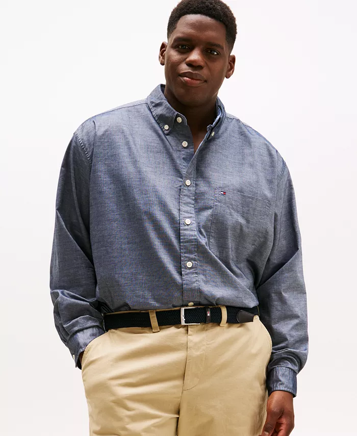 Мужская классическая рубашка свободного кроя Big & Tall Capote из эластичной ткани Tommy Hilfiger, серый 
Мужская классическая рубашка свободного кроя Big & Tall Capote из эластичной ткани Tommy Hilfiger, серый