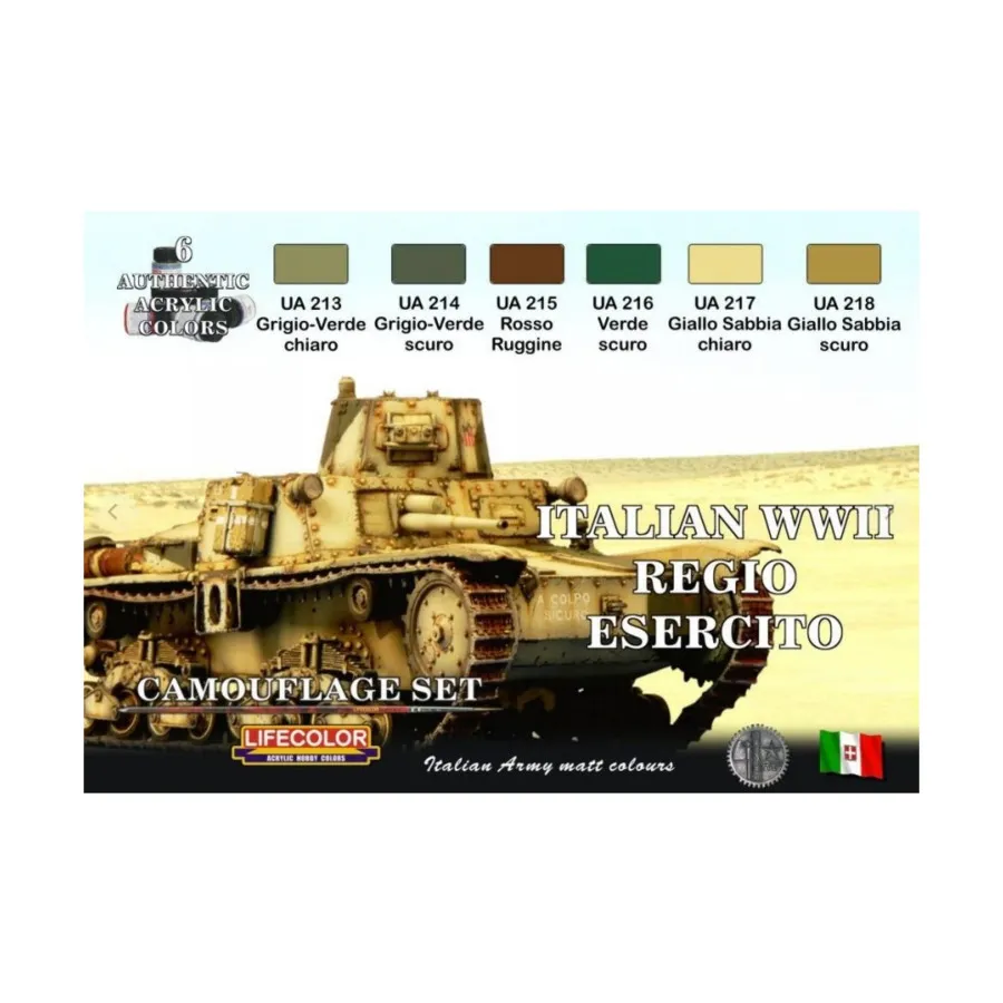Итальянский регион времен Второй мировой войны Эсерсито, Tank & Vehicle Paint Sets (Lifecolor) 
Итальянский регион времен Второй мировой войны Эсерсито, Tank & Vehicle Paint Sets (Lifecolor)