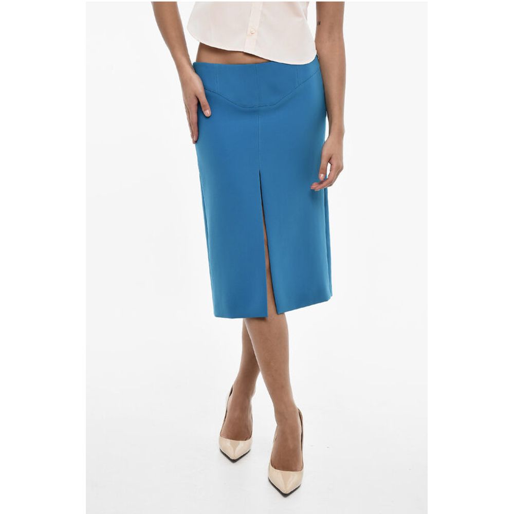 Однотонная юбка с прямой талией и разрезом спереди Dsquared2, синий 
Однотонная юбка с прямой талией и разрезом спереди Dsquared2, синий