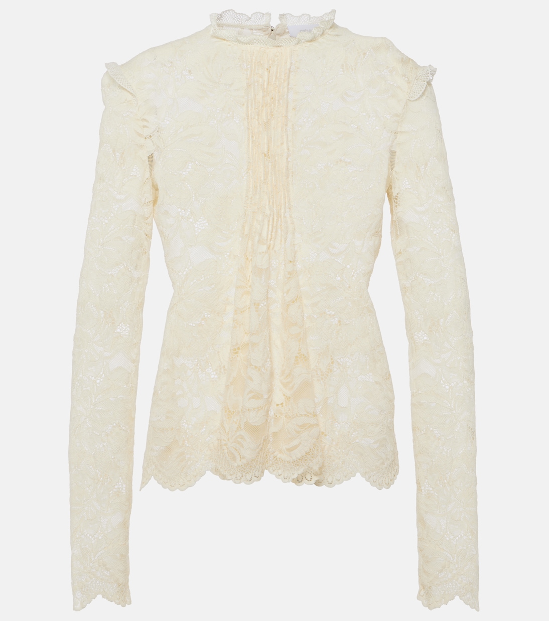 Плиссированный топ с фестончатым кружевом Rabanne, слоновая кость
Плиссированный топ с фестончатым кружевом Rabanne, слоновая кость