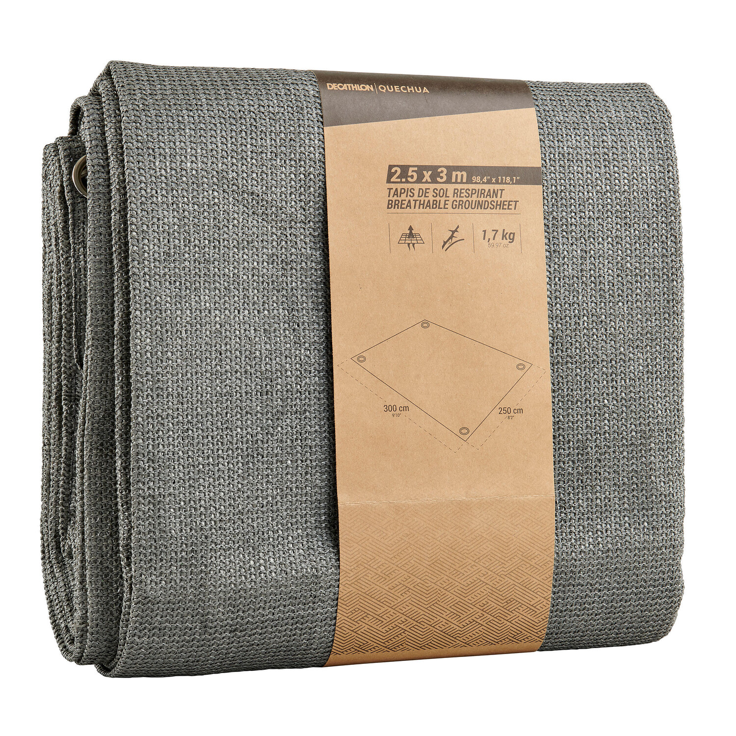 Коврик напольный Quechua для палатки и кемпинга 3x2.5 м дышащий, серый
Коврик напольный Quechua для палатки и кемпинга 3x2.5 м дышащий, серый