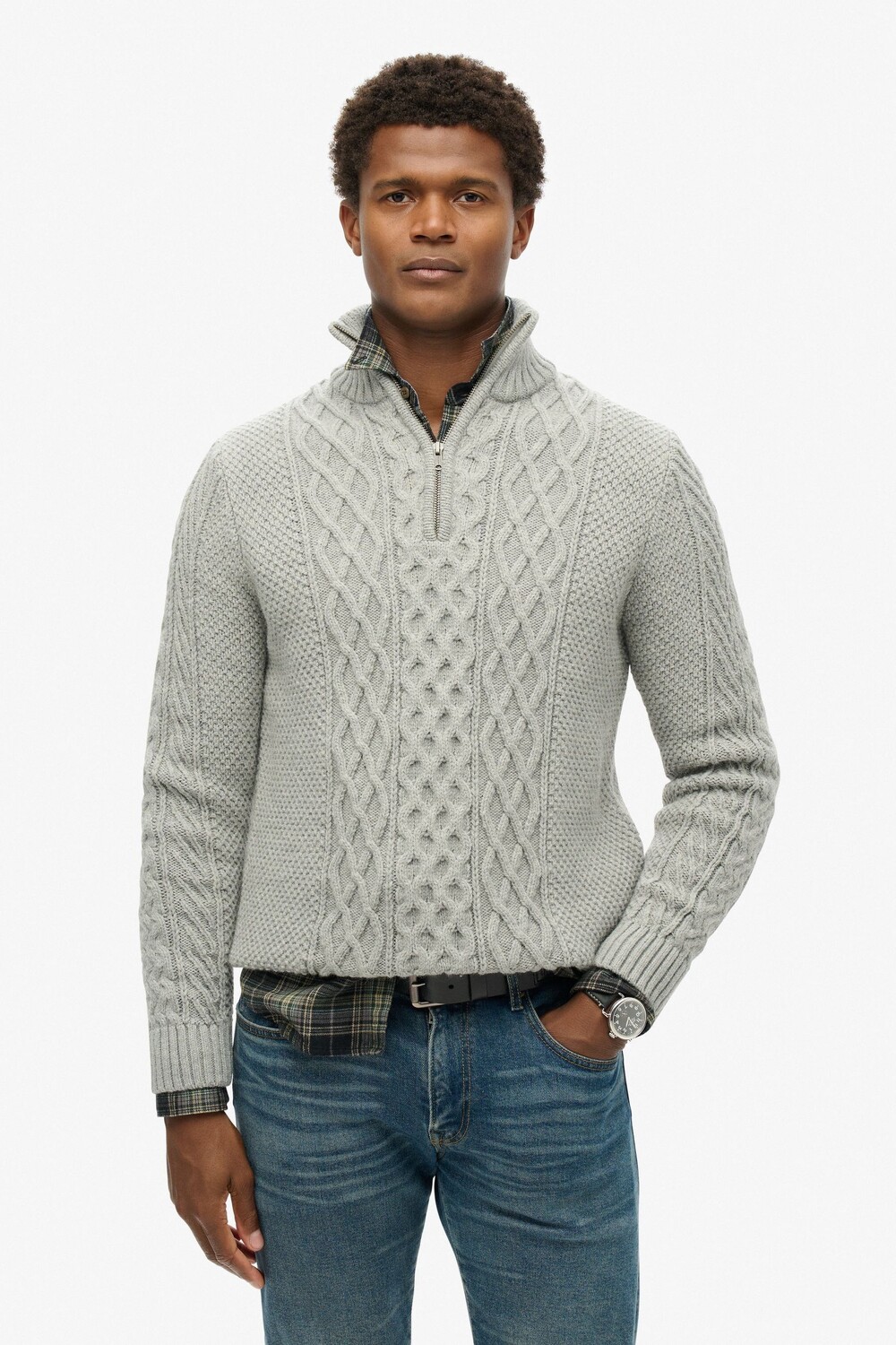 Джемпер Jacob с косой вязкой и застежкой молнией на половину длины Superdry, серый
Джемпер Jacob с косой вязкой и застежкой молнией на половину длины Superdry, серый