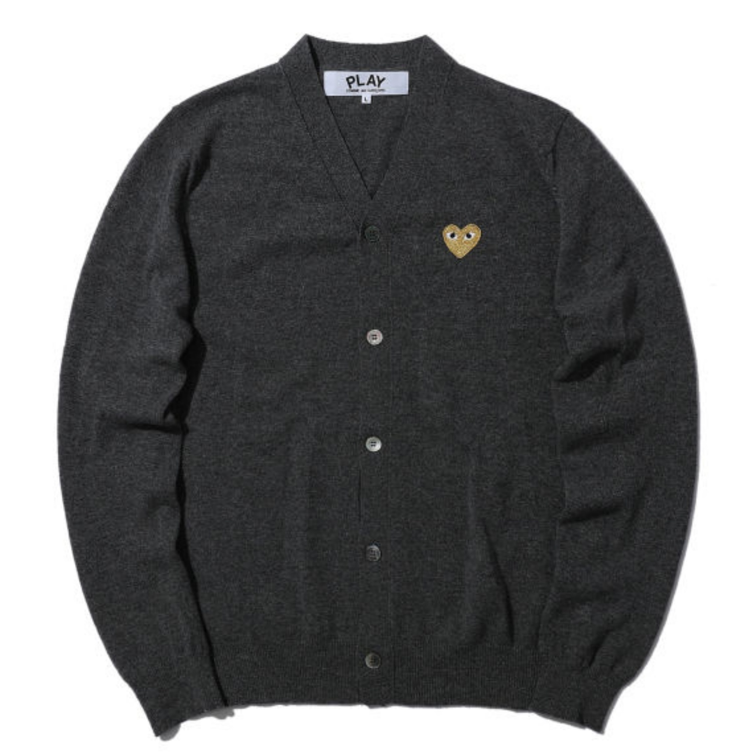 Cdg Play Мужской трикотажный кардиган серого цвета с круглым вырезом, средней жесткости
Cdg Play Мужской трикотажный кардиган серого цвета с круглым вырезом, средней жесткости