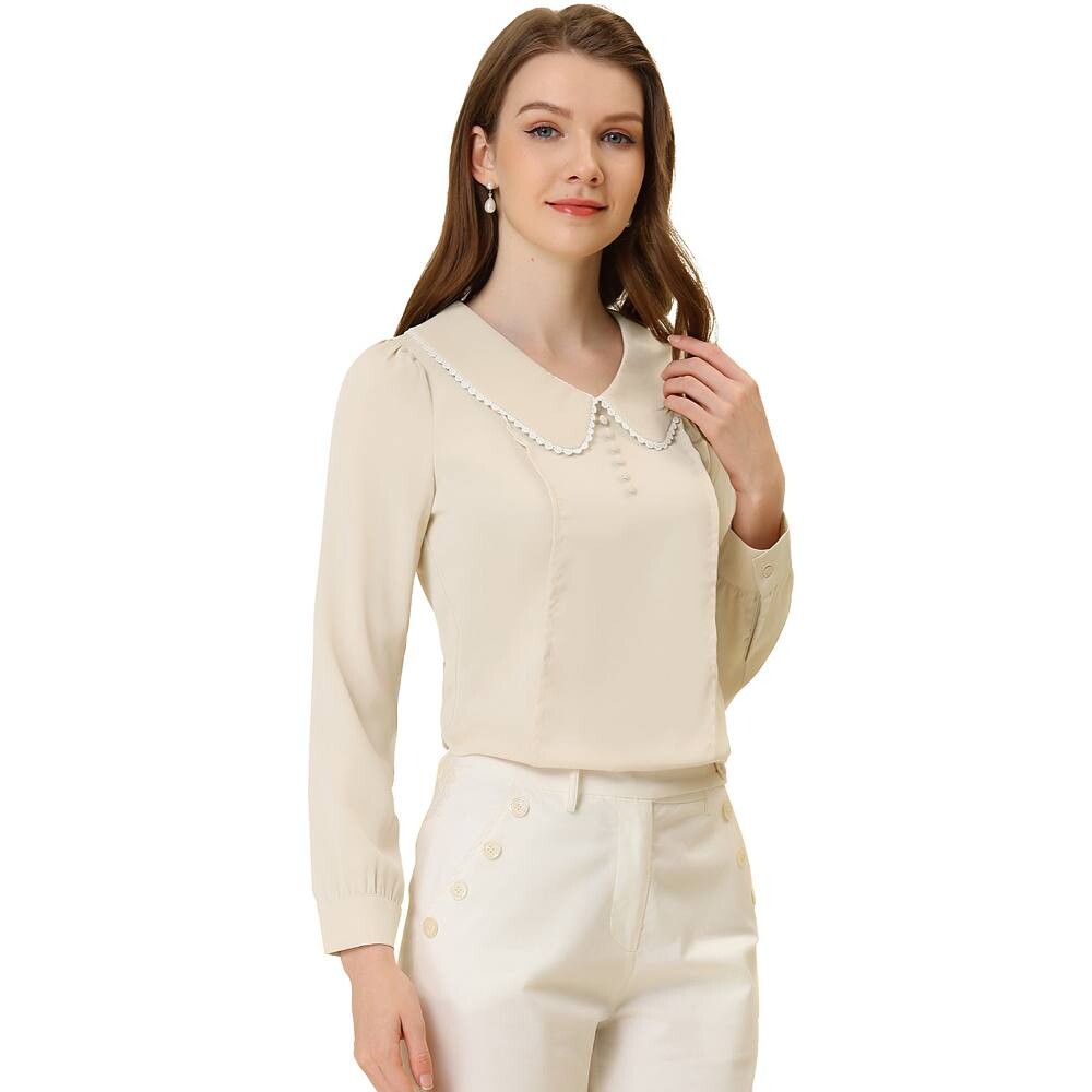 Женская шифоновая рубашка с воротником Питера Пэна и отделкой крючком, офисная блузка с длинными рукавами ALLEGRA K, цвет Apricot
Женская шифоновая рубашка с воротником Питера Пэна и отделкой крючком, офисная блузка с длинными рукавами ALLEGRA K, цвет Apricot