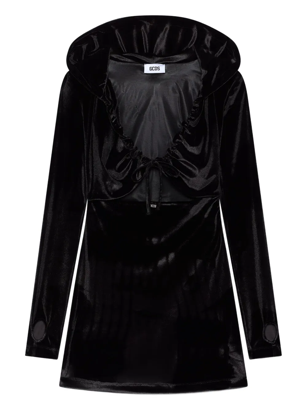 Платье с капюшоном и оборками Gcds, черный
Платье с капюшоном и оборками Gcds, черный