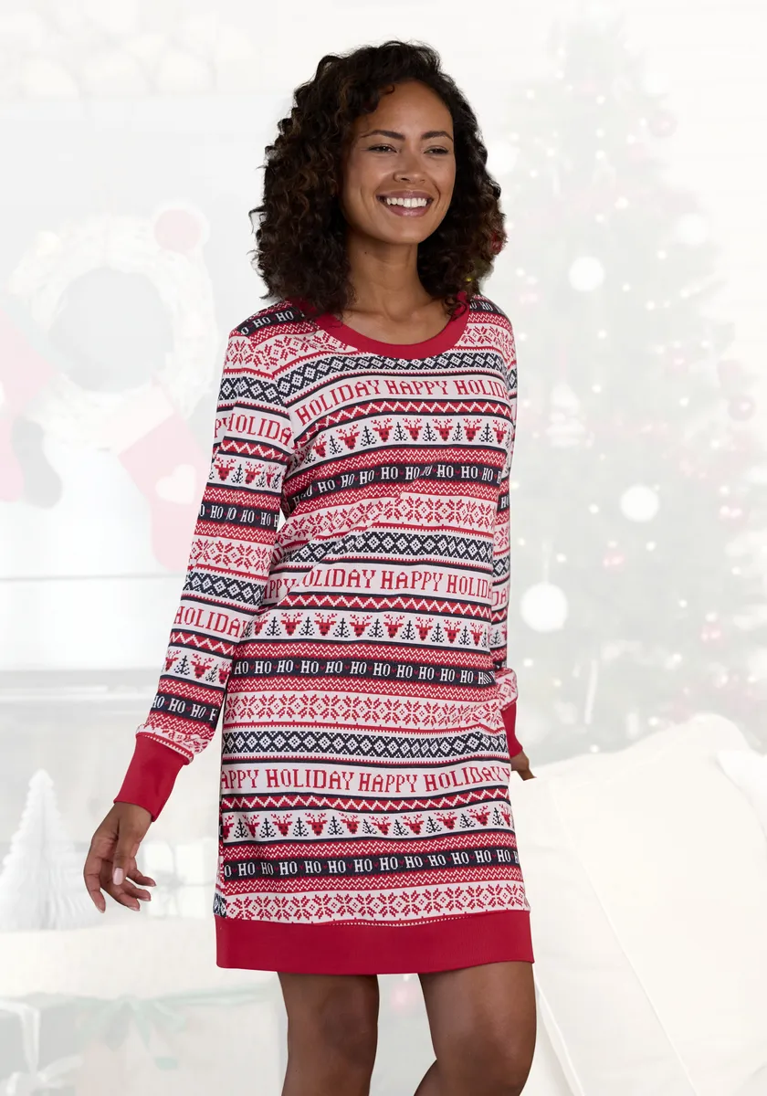 Ночная рубашка LASCANA с зимним принтом, цвет Rot Gemustert
Ночная рубашка LASCANA с зимним принтом, цвет Rot Gemustert