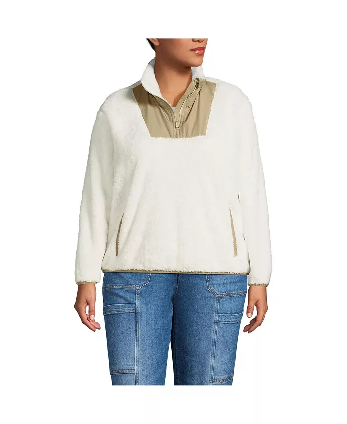 Уютный флисовый пуловер с высоким ворсом и застежкой-молнией на половину длины большого размера Lands' End, белый
Уютный флисовый пуловер с высоким ворсом и застежкой-молнией на половину длины большого размера Lands' End, белый