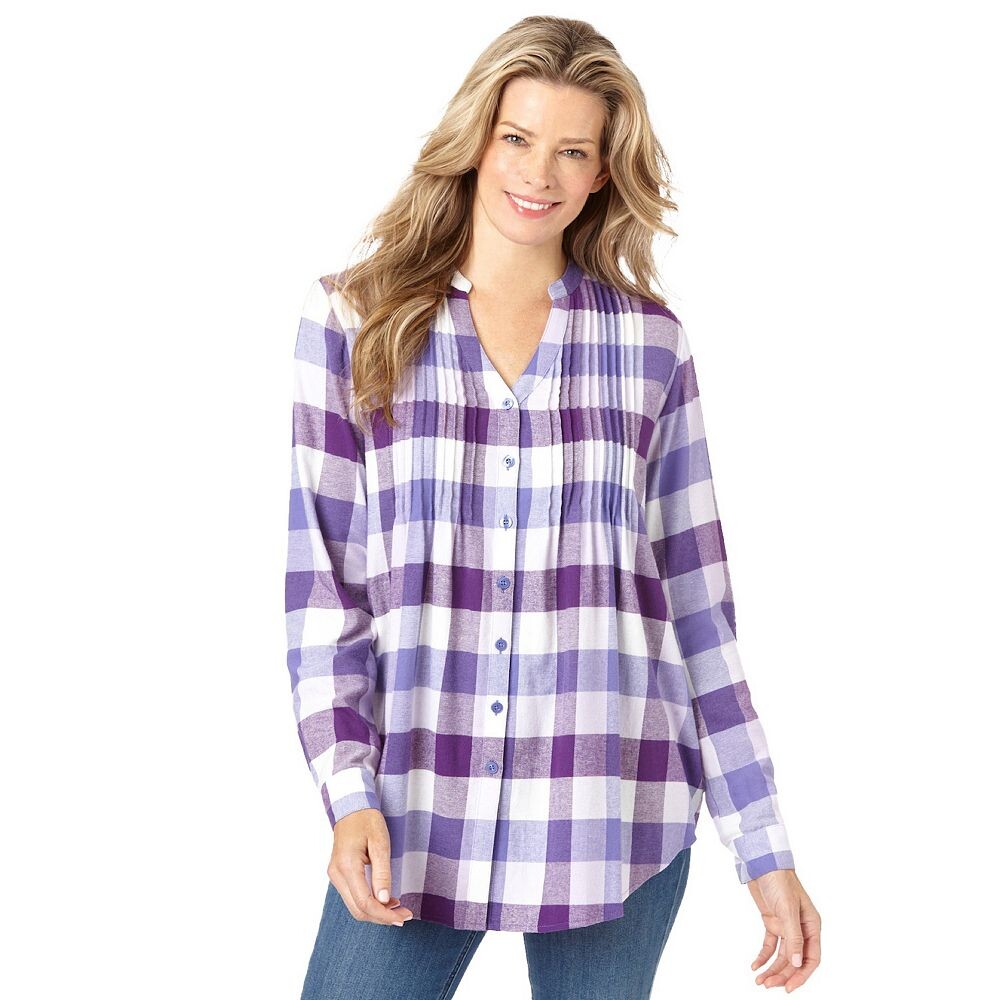 Женщина в женской фланелевой рубашке больших размеров с защипами Woman Within, цвет Purple Plaid
Женщина в женской фланелевой рубашке больших размеров с защипами Woman Within, цвет Purple Plaid