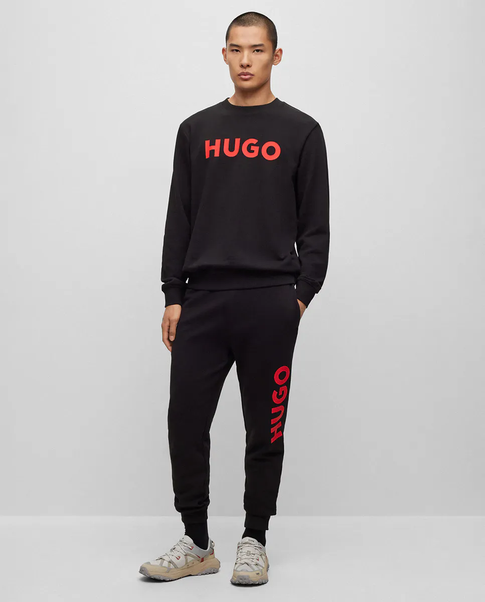 Мужские спортивные штаны из махрового флиса с манжетами и контрастным логотипом Hugo, черный
Мужские спортивные штаны из махрового флиса с манжетами и контрастным логотипом Hugo, черный
