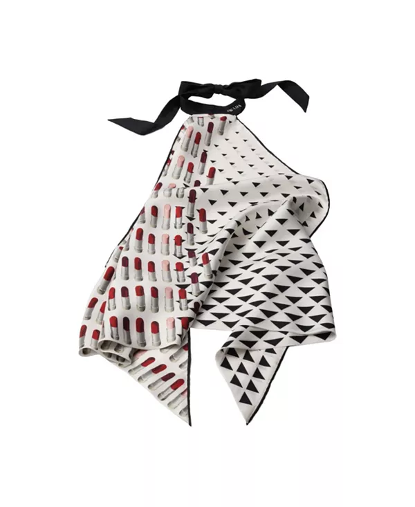 Шелковый твиловый шарф с принтом Prada, белый
Шелковый твиловый шарф с принтом Prada, белый