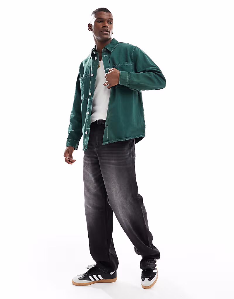 Джинсовая рубашка ONLY & SONS винтажного кроя зеленого цвета
Джинсовая рубашка ONLY & SONS винтажного кроя зеленого цвета