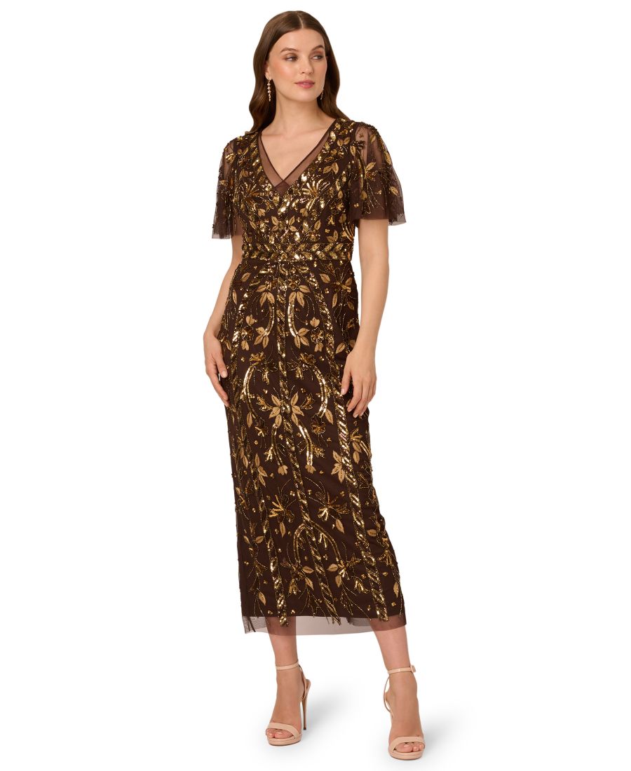 Женское платье с V-образным вырезом, украшенное вышивкой и рукавами-крылышками Adrianna Papell, CHOCOLATE
Женское платье с V-образным вырезом, украшенное вышивкой и рукавами-крылышками Adrianna Papell, CHOCOLATE