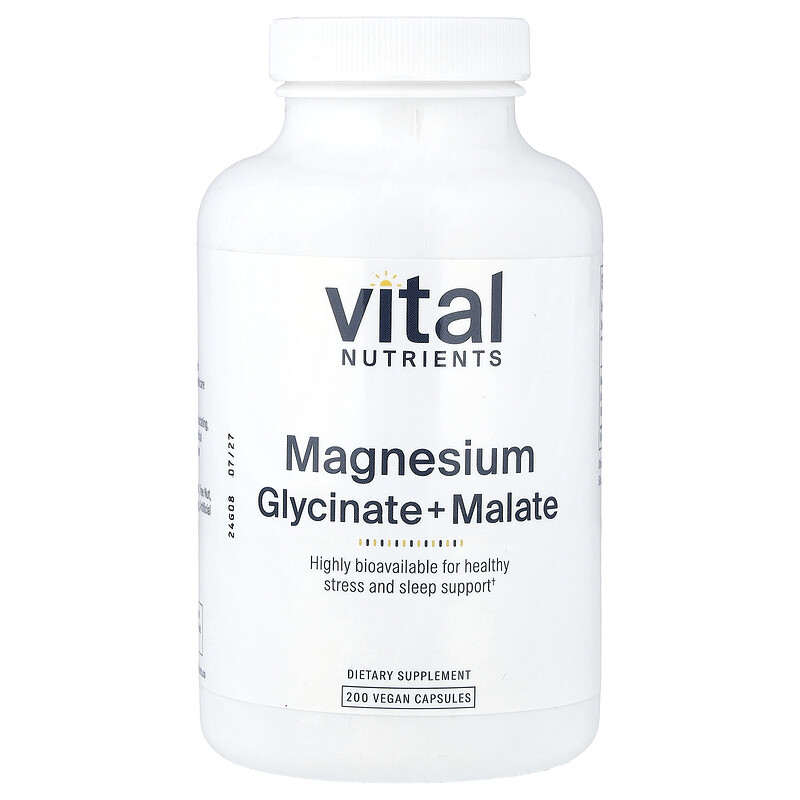 Vital Nutrients, Магний, глицинат + малат, 240 мг, 200 веганских капсул (120 мг на капсулу)
Vital Nutrients, Магний, глицинат + малат, 240 мг, 200 веганских капсул (120 мг на капсулу)