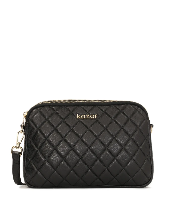 Минималистичная сумка из зернистой кожи с мягкой подкладкой Kazar, черный 
Минималистичная сумка из зернистой кожи с мягкой подкладкой Kazar, черный
