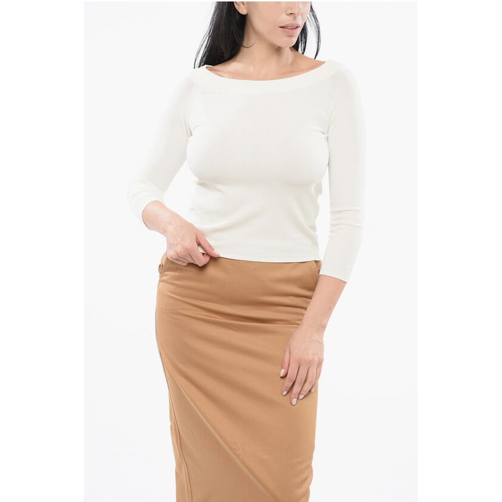 Легкий однотонный топ с вырезом лодочкой Roberto Collina, White
Легкий однотонный топ с вырезом лодочкой Roberto Collina, White