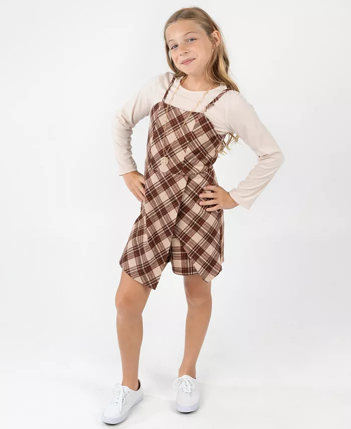 Большие девочки комплект из двух предметов: клетчатый топ, комбинезон с шортами и ожерелье Rare Editions, коричневый
Большие девочки комплект из двух предметов: клетчатый топ, комбинезон с шортами и ожерелье Rare Editions, коричневый
