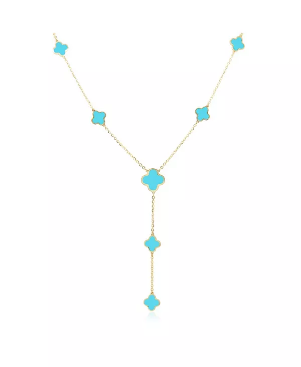 Ожерелье-Лариат с бирюзовым клевером, 14-каратное золото The Lovery, turquoise
Ожерелье-Лариат с бирюзовым клевером, 14-каратное золото The Lovery, turquoise