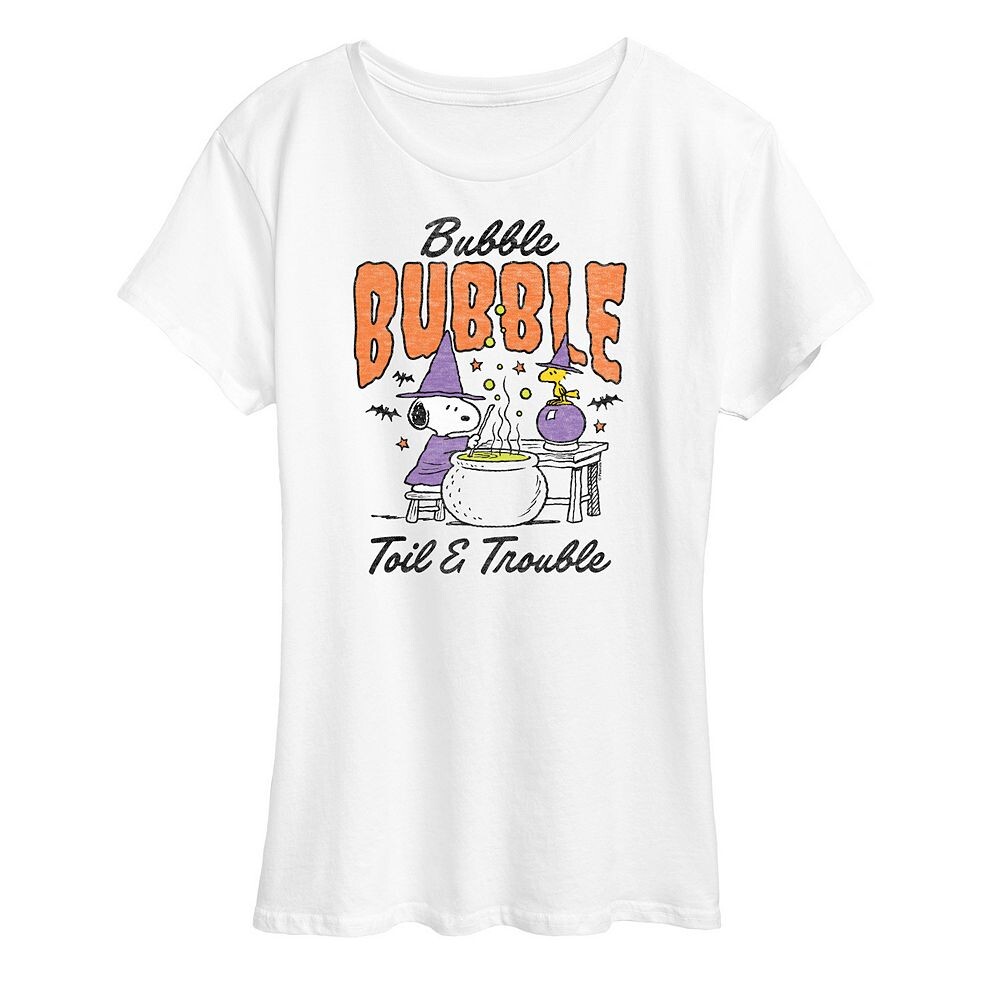 Женская футболка Peanuts Snoopy & Woodstock Bubble Toil Trouble с графическим рисунком Licensed Character, белый
Женская футболка Peanuts Snoopy & Woodstock Bubble Toil Trouble с графическим рисунком Licensed Character, белый