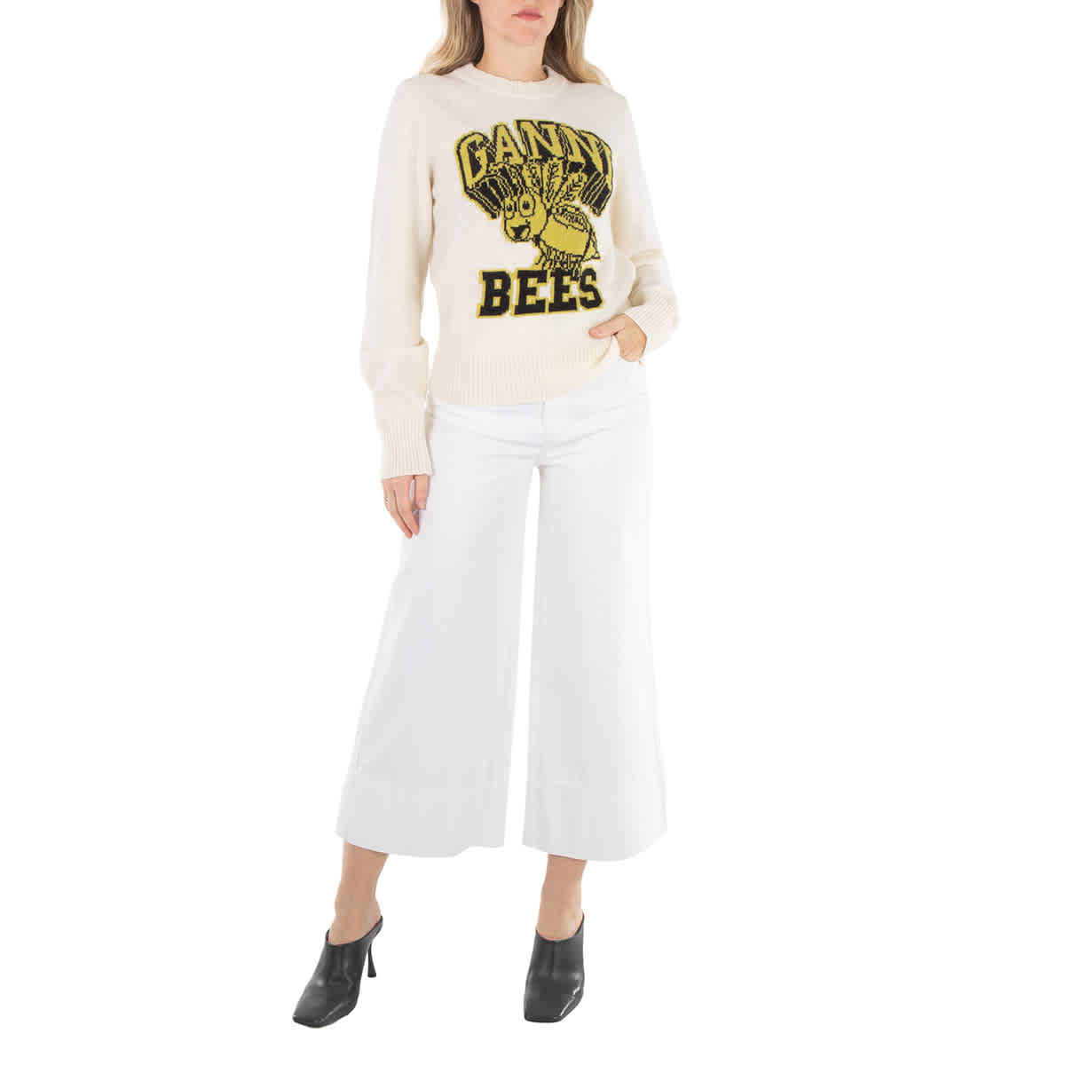 Ганни Эгрет Лого Интарсия Графические Пчелы Круглый Вырез Пуловер GANNI, Egret
Ганни Эгрет Лого Интарсия Графические Пчелы Круглый Вырез Пуловер GANNI, Egret