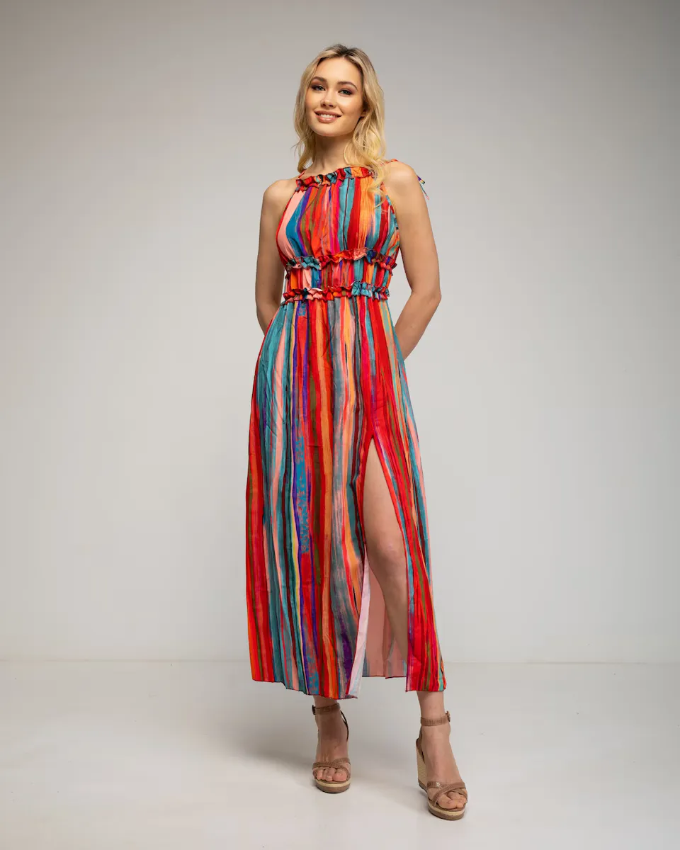 Длинное платье с полосатым принтом Tantra, красный
Длинное платье с полосатым принтом Tantra, красный