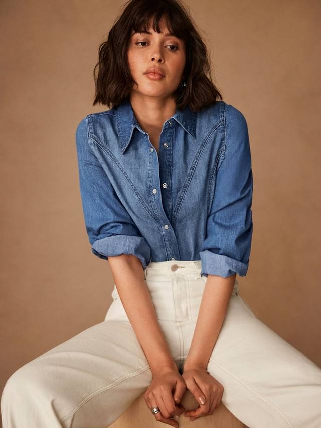 Джинсовая рубашка в западном стиле Mint Velvet, синий
Джинсовая рубашка в западном стиле Mint Velvet, синий